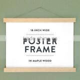 Magnetic Print Hanger 18" Wooden Poster Hanger, Poster Frame in Maple Wood With Magnetic Fasteners - No Screws! thumbnail-1