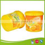 Round IML Cookies Plastic Container With Yellow Color thumbnail-1