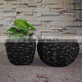 Modern Style Pebble Black Resin Garden Flower Pots thumbnail-2