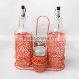 Hollow Out of Skin Glass Oil Bottle Red Sleeve Spice Jar Set for Mother Day Gift thumbnail-1