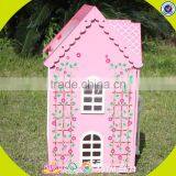 Best Design Pink House Toys Wooden Dollhouse High Quality Pink House Toys Wooden Dollhouse for Girls W06A020 thumbnail-4