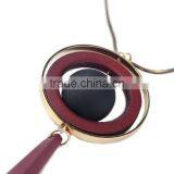 Chunky Bead Ball Wood Hoop Gold Hoop Rubber Strip Pendant Necklace Long Geometric Necklace thumbnail-6