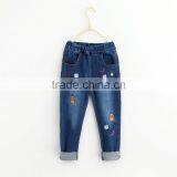 Korean Children's Clothing Wholesale Embroidery Sun Coffee Animal Casual Denim Trousers thumbnail-1
