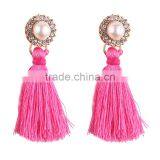 Bohemian Jewelry Imitation Pearls With Long Colorful Tassel Charms Earrings for Women thumbnail-2