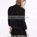 American Apparel Bomber Jacket Two Side Pockets Short Thin Side Zipper Sleeve Coat V-Neck Outerwear thumbnail-2