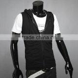 Blank Waistcoat Zipper Hoodies Sports Sweatshirt Plain Cotton Gray Black 2 Colors thumbnail-5