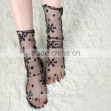WS-24 Sexy Breathable Silk Heap Heap Soft Elasticity Black Fishnet Lace Flower Mesh Ankle Fashion Socks Summer Style thumbnail-2