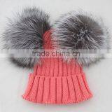 Myfur Female Warm Genuine Fur Bobble Beanie Real Fur Pom Pom Fox Knitted Beanie Hat Warm Winter Cap thumbnail-4