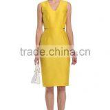 Office Ladies Simple Blank Yellow/black Back Split Carrer Formal Dresses thumbnail-1