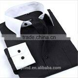European & American Fashionable Style White Collar & Cuff Men's Dress Fitness Shirt With Long Sleeve thumbnail-2
