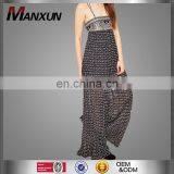 Boho Chic Pants Ethnic Fat Women Chiffon Sexy Sling Jumpsuit Plus Size Flared Jumpsuit Women thumbnail-1
