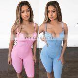 New Arrivals Best Sellers Summer Women Sexy V-Neck Sportswear Jumpsuit Ladies Bodycon Playsuit With Zippers thumbnail-3