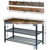 Living Room Custom Metal and Wooden Shoe Rack Bench 2 Tier Iron Steel Shoe Rack Online for Sale Simple Designs thumbnail-4