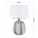 Factory Manufacture Living Room Ceramic Table Lamp Embossed Design White Desk Lamp for Bedside Decor thumbnail-6