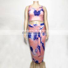 Wholesale Two-piece Ladies Clothing Hot Sale Crop Tops and Mid-length Tight Skirt Dresses Plus Size thumbnail-5