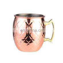Vintage Copper Plated Double Wall Stainless Steel Moscow Mule Wine Beer Cup Cocktail Hammered Copper Mug With Handle thumbnail-4