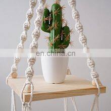 Macrame Plant Hanger, Macrame Wood Shelf, Hanging Shelves thumbnail-4