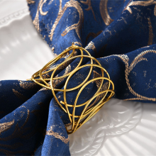 Wire Loop Napkin Ring Loop Napkin Ring Silk Cloth Ring Napkin Buckle Gold Cross Border Spot Wedding Metal Stainless Steel thumbnail-2