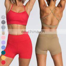 New Cross Back Sports Bra High Waist Butt Lift Leggings Yoga Suit Wholesale Gym Fitness Sets 2 Piece Yoga Set For Women thumbnail-3