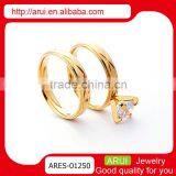 Top Selling Wholesale Fashion Jewelry Dubai Gold Diamond Couple Rings thumbnail-1