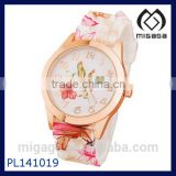 Women Pink Silicone Printed Flower Causal Quartz Wrist Watches