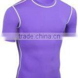92% Polyester 8% Spandex (Lycra) Plain Light Purple Full Sleeves Compression Shirt / Rash Guard With White Stitching Work