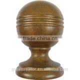 Carved Wood Finials Basic Bed Finials In Antique Warm Wood Finish thumbnail-1