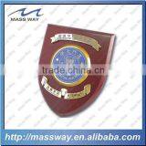 Custom Antique Souvenir Metal Red Wooden Shield Plate for Art Gift
