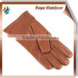 High-end YIWU Short Brown Driving Sheepskin Dent Lined Mens Dents Sheepskin Gloves