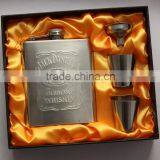 6oz Embossed Mini Flask Set With Funnel and Cups Gift Box Packing Hip Flask Set 18-8 Stainless Steel Hip Flask Set Pb Free thumbnail-6