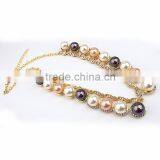Fashion Necklace Earrings Jewelry Sets Crystal Gold Plated Big Simulated Pearl Wedding Party Jewelry For Women thumbnail-3