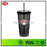 Bpa Free 20oz Plastic Double Wall Cold Cup With Straw thumbnail-2