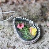 High Quality Fashion Accessories Real Dried Flower Clear Crystal Floating Charm Locket Pendant Necklace thumbnail-2