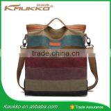Women Multi Color Canvas Striped Cross Body Bags Fashion Satchel Bags Top Quality College Canvas Tote Handbags thumbnail-2