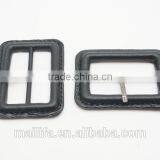 Inner Size 4.1 CM*2.6 CM cm Black Real Leather Buckles Buttons With Metal Pin thumbnail-2