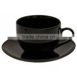 Beautiful China Black Color Glazed Logo Decal Artwork Design Printable Coffee Tea Cups and Saucers Sets thumbnail-3