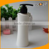 200ml Waist Shaped White Lotion Bottle with Black Pump