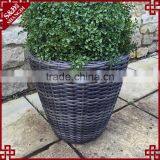 Decoration Flower Pot Waterproof Resin Wicker Woven Garden Planter thumbnail-2