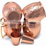 Set of 4 Mug Solid Pure Copper Moscow Mule Mugs With Hammered With the Capacity of 16oz thumbnail-1