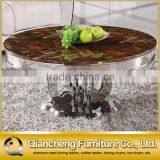 Coffee Table Set With Flower Shape Stainless Steel Base