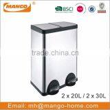 60L Rectangular Stainless Steel 3 Compartments Recycle Bin thumbnail-5