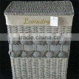 Rectangular Gray Wicker Laundry Basket thumbnail-1