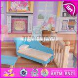 New Design Luxurious and Attractive 34 Furniture Pieces Girls Wooden Doll House Toys W06A217 thumbnail-2