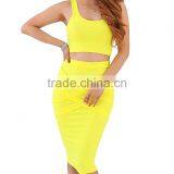 Womens Sexy Crop Top Long Skirt Two Piece Black Club Dress Bodycon Bandage Dress thumbnail-5