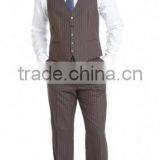Brown And Blue Pinstriped Wool Three Piece Suit (SHT1108) thumbnail-3