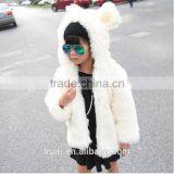 Hooded Winter Fur Jacket Girls European Style Fur Coat Autumn Kids Plush Jacket Thick Padded White Black Leopard Rabbit Ear thumbnail-1
