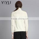 European Casual Style Women Soft White Rollneck Cashmere Knit Sweater thumbnail-3
