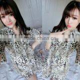 Chiffon Sleep Shirt Sleepwear Breathable Leopard Purple Pajamas Women Summer thumbnail-2