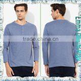 Navy Mens Buttons Placket Blank Long Sleeves T-Shirts thumbnail-3