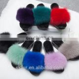 Women's customized size and color soft real fox fur slides slippers